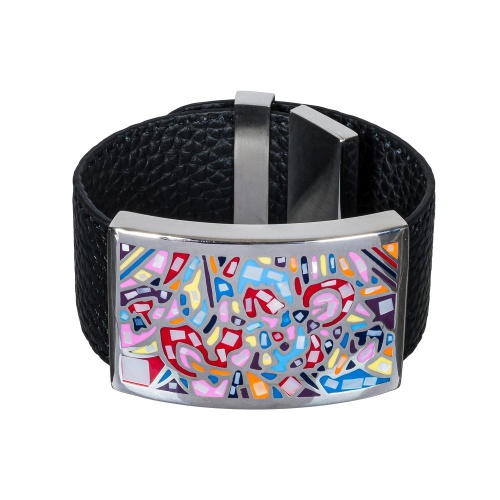 Браслет Fiore Luna на кожаном черном ремешке, CB01367-1 M 